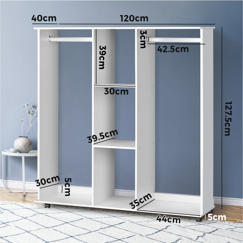 Portable Open Double Wardrobe Clothes Rack
