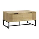 Natural Wooden Coffee Table with Storage Drawers