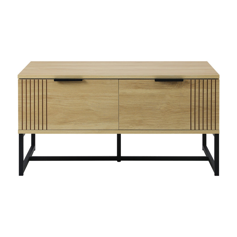 Natural Wooden Coffee Table with Storage Drawers