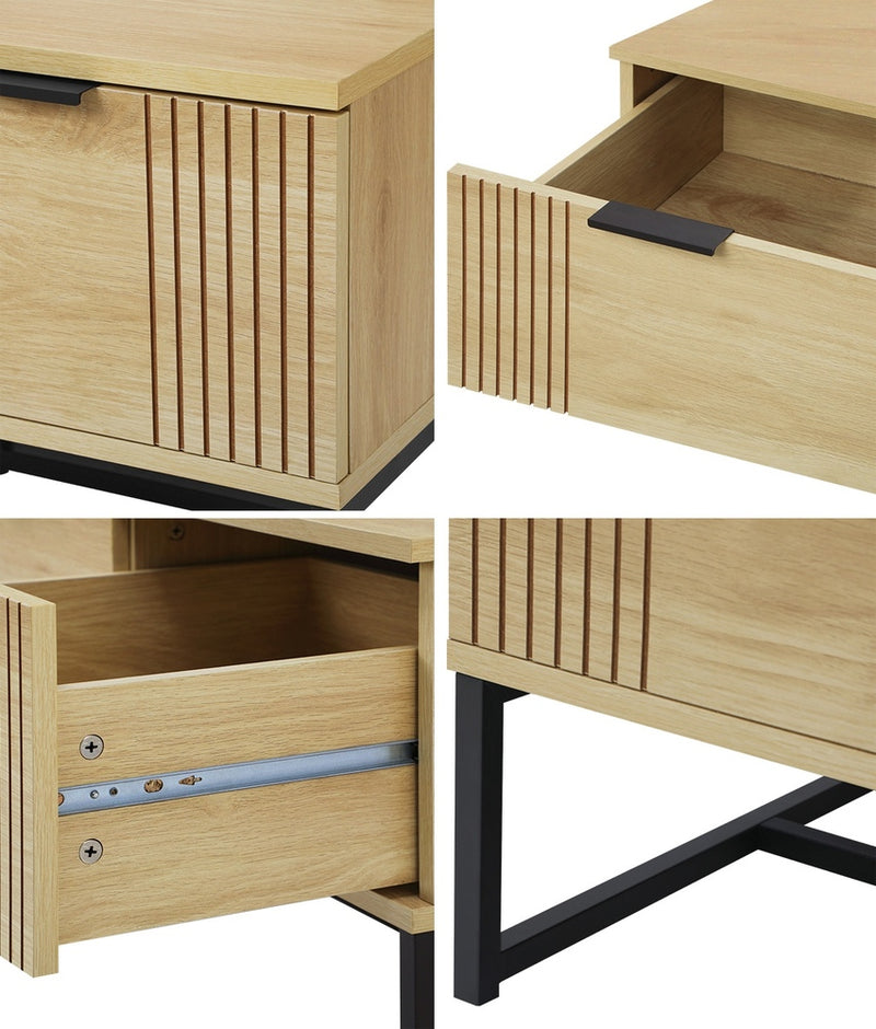 Natural Wooden Coffee Table with Storage Drawers