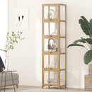 Oak Slim Display Cabinet with 5-Tier Clear Shelves