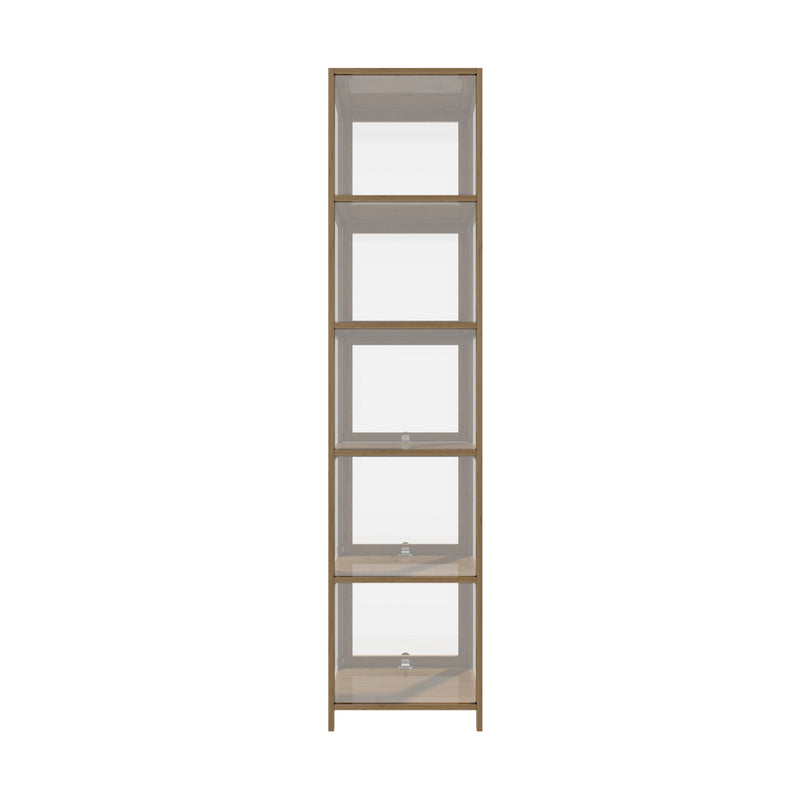 Oak Slim Display Cabinet with 5-Tier Clear Shelves