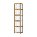 Oak Slim Display Cabinet with 5-Tier Clear Shelves