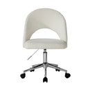 White and Silver Boucle Hollow Armless Home Office Chair