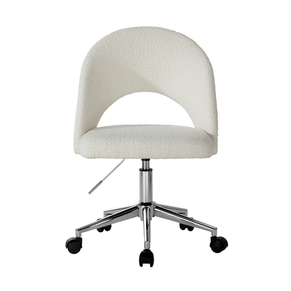 White and Silver Boucle Hollow Armless Home Office Chair