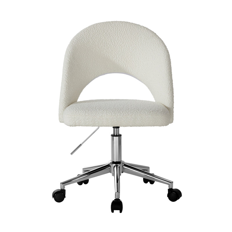 White and Silver Boucle Hollow Armless Home Office Chair