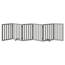 Grey Wooden Pet Gate Dog Fence with 6 Panels 80cm