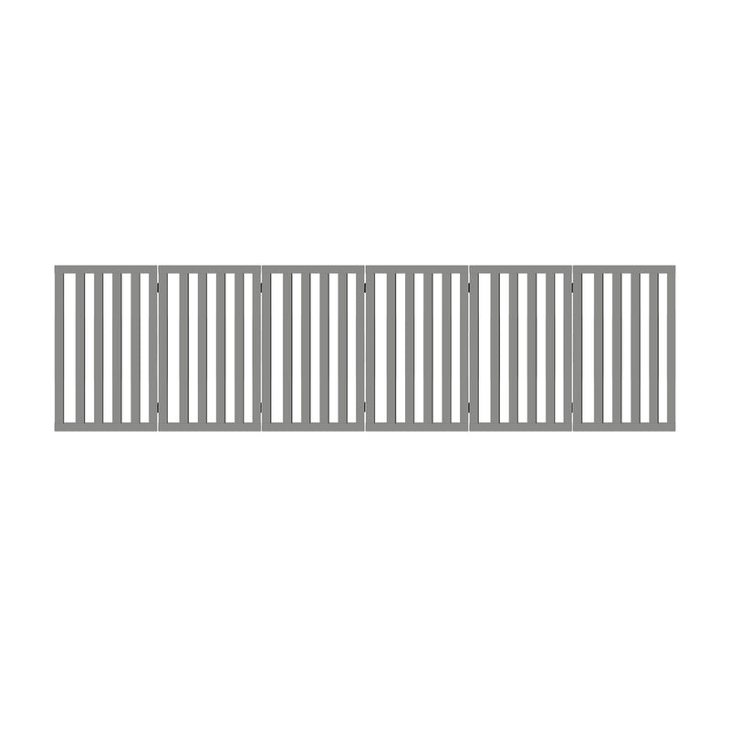 Grey Wooden Pet Gate Dog Fence with 6 Panels 80cm