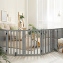 Grey Wooden Pet Gate Dog Fence with 6 Panels 80cm