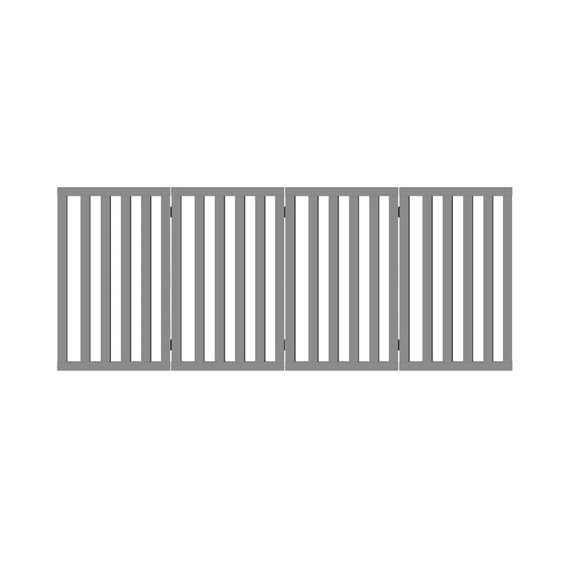 Grey Wooden Pet Gate Dog Fence with 4 Panels 80cm