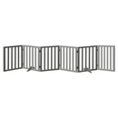 Grey Wooden Pet Gate Safety Stair Barrier with 6 Panels
