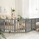Grey Wooden Pet Gate Safety Stair Barrier with 6 Panels