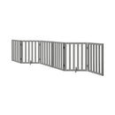 Grey Wooden Pet Gate Safety Stair Barrier with 6 Panels