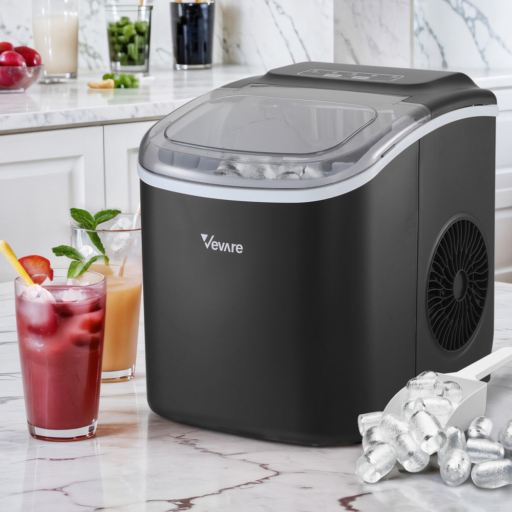 Black Portable Ice Maker Machine with Ice Cube Tray 12kg Capacity