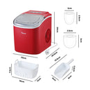 Red Portable Ice Maker Machine with Ice Cube Tray 12kg Capacity