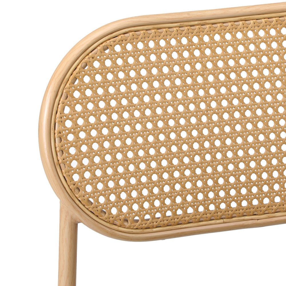 Set of 2 Brown Rattan Dining Chairs with PU Leather Seat