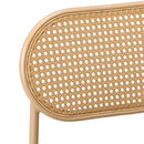 Set of 2 Brown Rattan Dining Chairs with PU Leather Seat