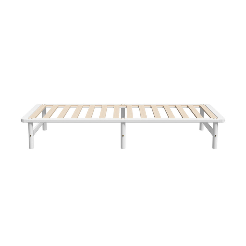 White Solid Pine Timber Single Size Wooden Bed Frame