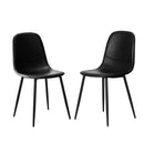 Set of 2 Black PU Leather Dining Chairs