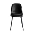 Set of 2 Black PU Leather Dining Chairs