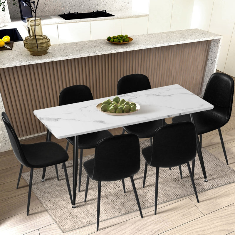 Set of 2 Black PU Leather Dining Chairs