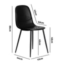 Set of 2 Black PU Leather Dining Chairs