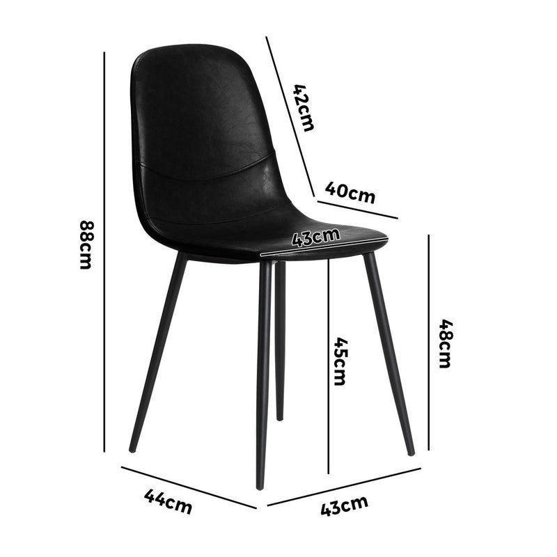 Set of 2 Black PU Leather Dining Chairs
