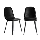 Set of 2 Black PU Leather Dining Chairs