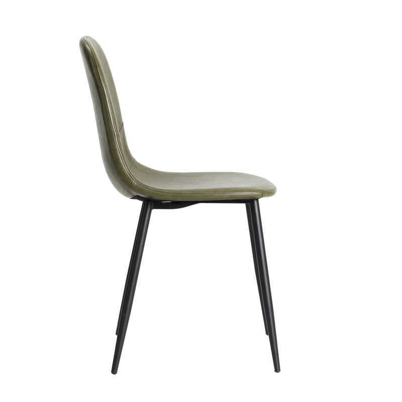 Set of 2 Green PU Leather Dining Chairs