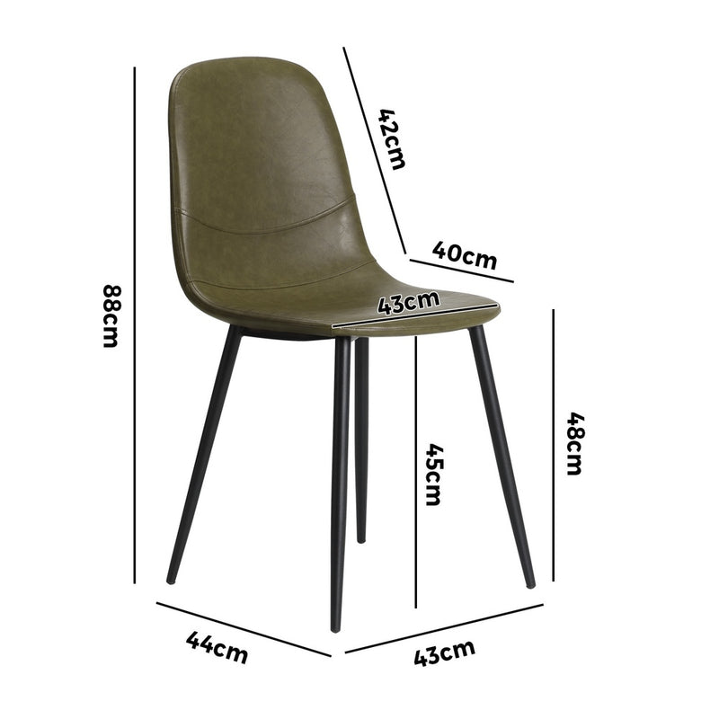 Set of 2 Green PU Leather Dining Chairs