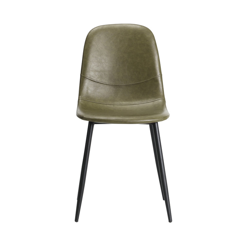Set of 2 Green PU Leather Dining Chairs