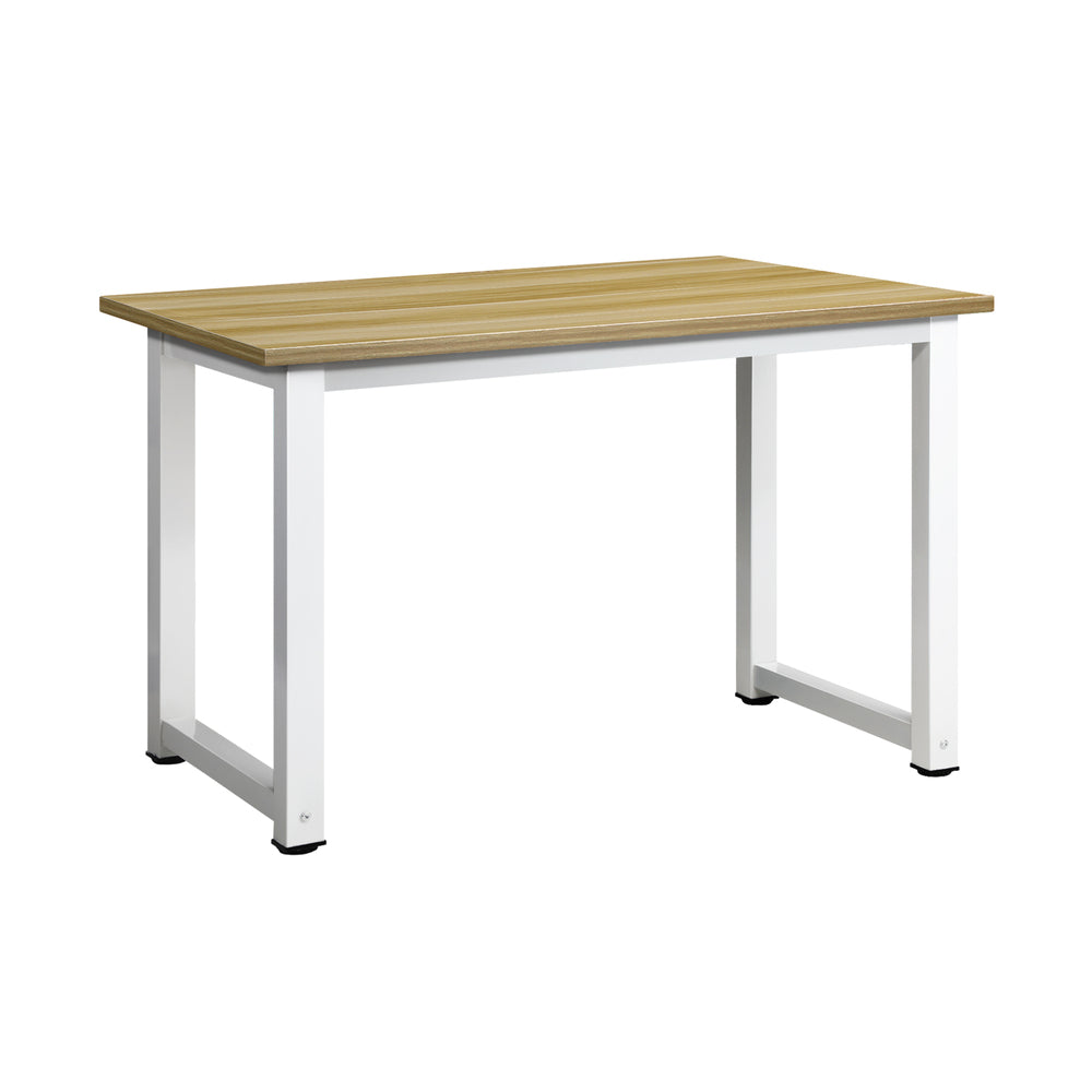 Computer Desk with Wood Top and White Frame 120cm