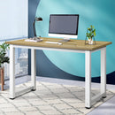 Computer Desk with Wood Top and White Frame 120cm