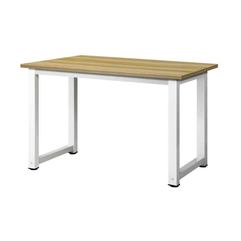 Computer Desk with Wood Top and White Frame 120cm