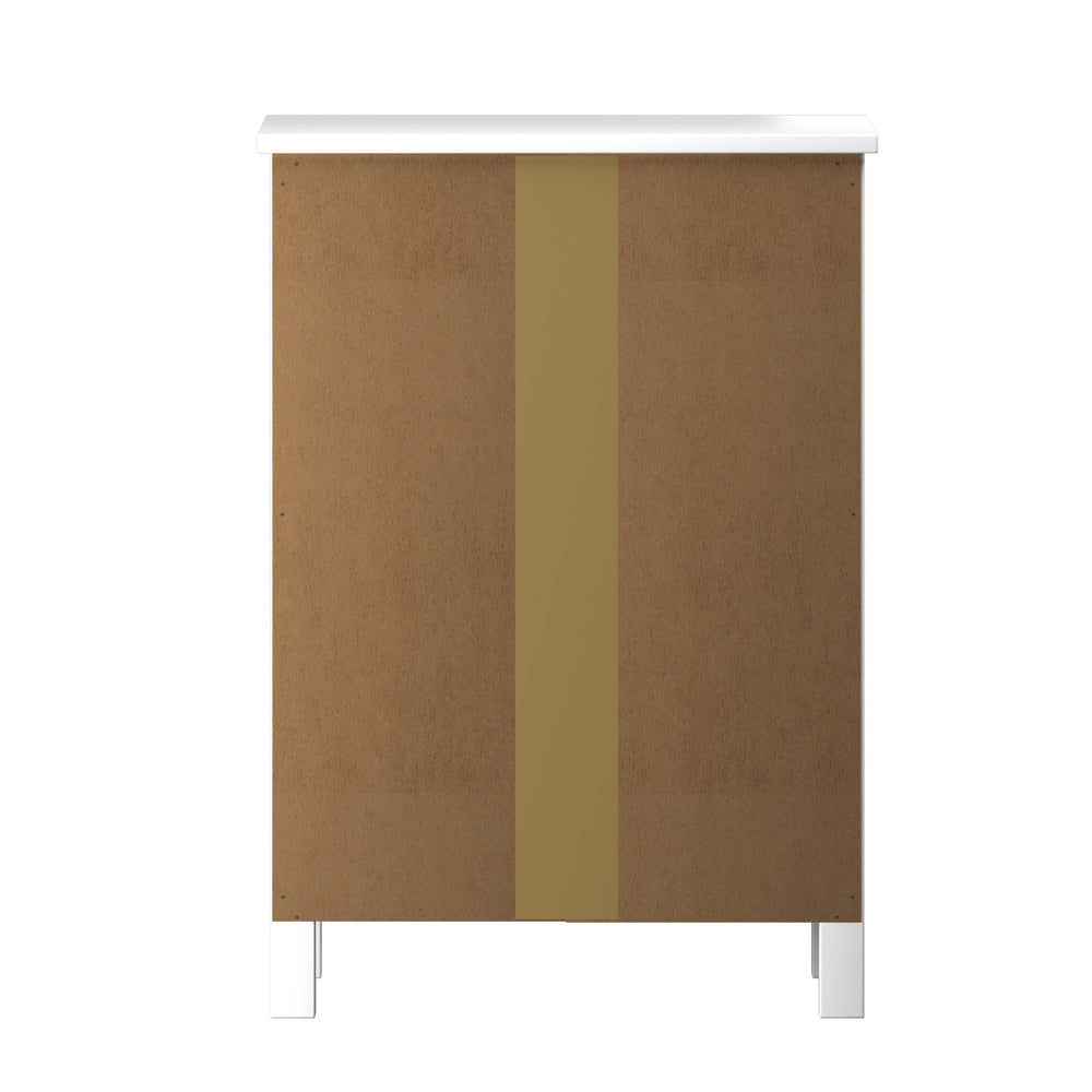 White Hamptons Bedside Table with 3 Drawers