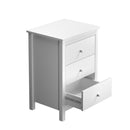 White Hamptons Bedside Table with 3 Drawers