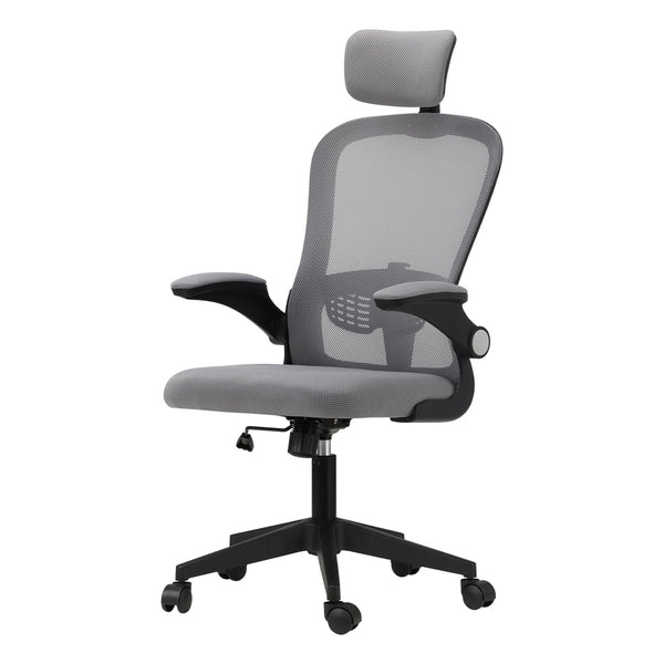 Black and Grey Mesh Executive Office Chair with Racing Style and Tilt Function