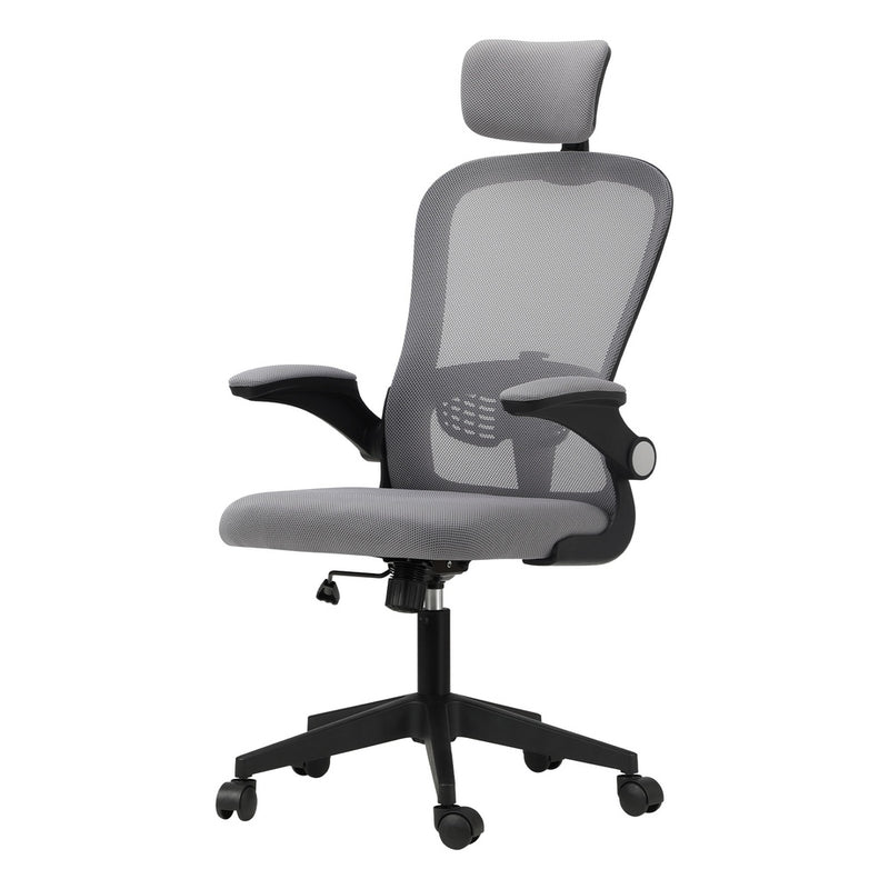 Black and Grey Mesh Executive Office Chair with Racing Style and Tilt Function
