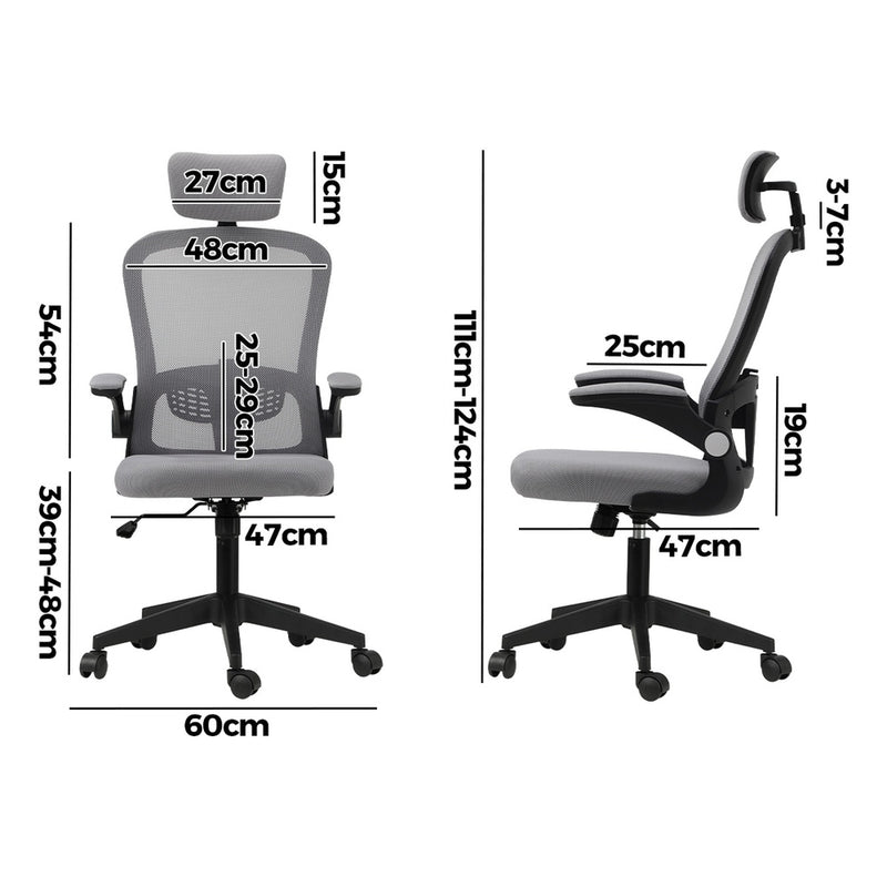 Black and Grey Mesh Executive Office Chair with Racing Style and Tilt Function