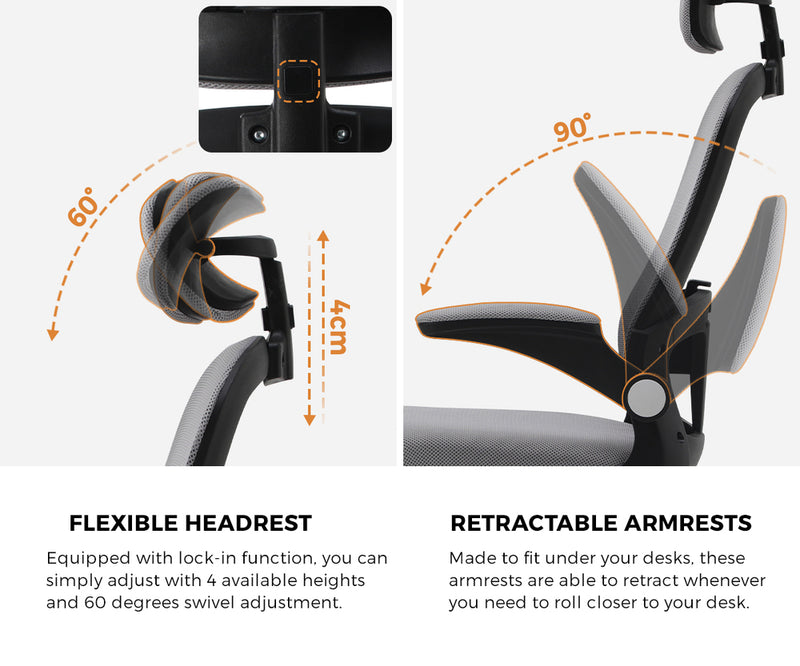 Black and Grey Mesh Executive Office Chair with Racing Style and Tilt Function