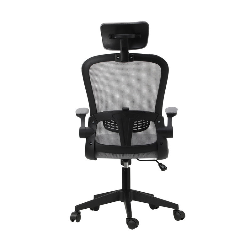 Black and Grey Mesh Executive Office Chair with Racing Style and Tilt Function
