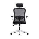 White and Black Mesh Office Chair with Fabric Seat