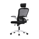 White and Black Mesh Office Chair with Fabric Seat