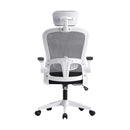 White and Black Mesh Office Chair with Fabric Seat