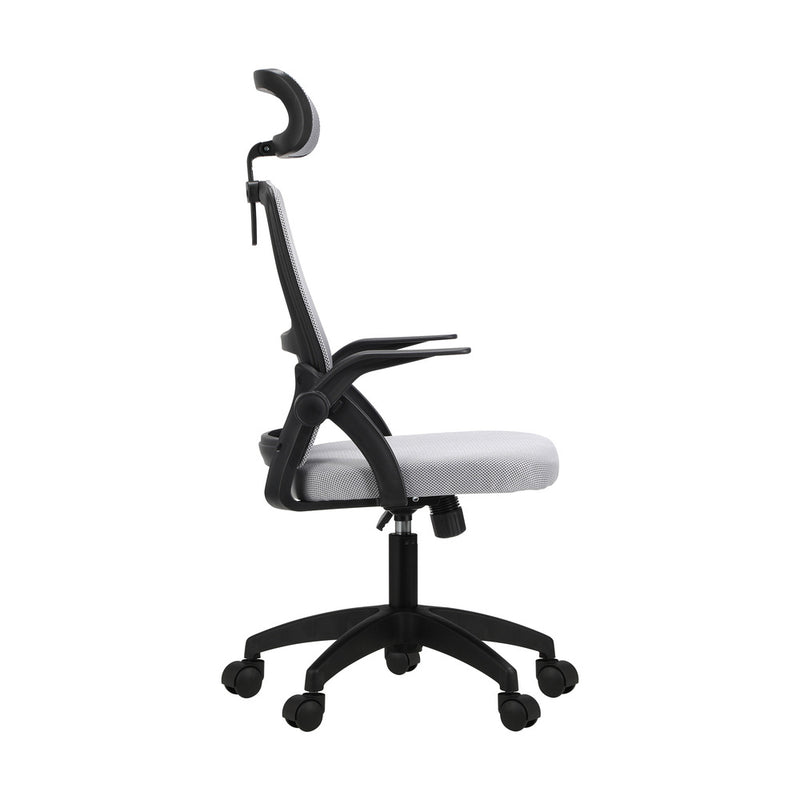 Black and Grey Mesh Office Chair with Fabric Seat