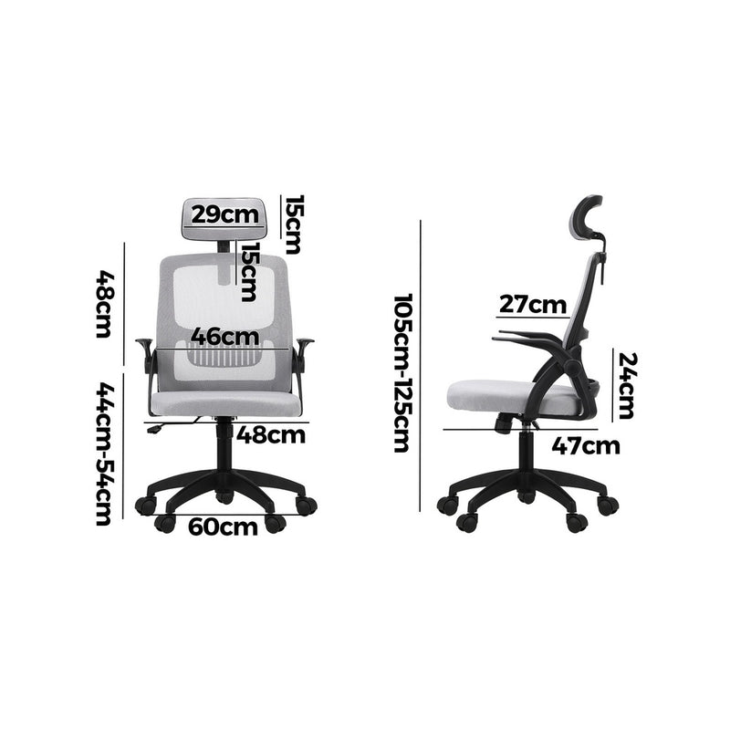 Black and Grey Mesh Office Chair with Fabric Seat