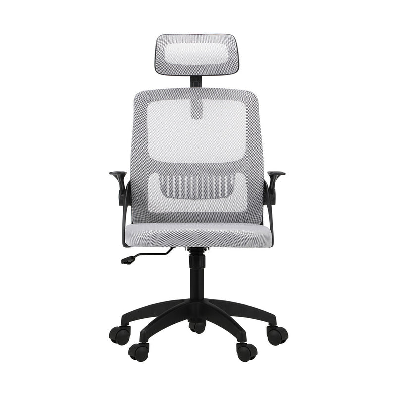 Black and Grey Mesh Office Chair with Fabric Seat