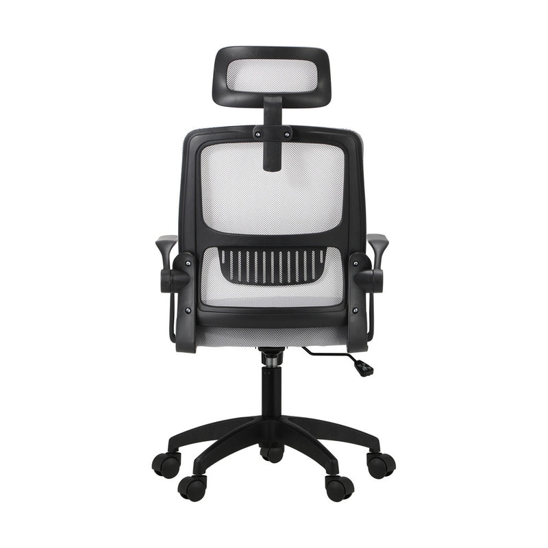 Black and Grey Mesh Office Chair with Fabric Seat