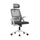 Dark Grey and White Mesh Office Chair with Fabric Seat
