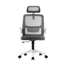 Dark Grey and White Mesh Office Chair with Fabric Seat